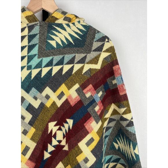 Galapagos Confecciones Colorful Handmade Poncho O/S Aztec Geometric Wool Blend - Picture 2 of 11